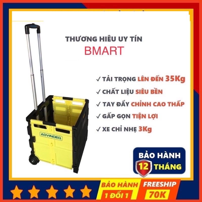 Xe đẩy hàng gấp gọn đi chợ 2 bánh Fujihome ST-240, xe kéo hàng đi chợ gấp gọn mini siêu thị đa năng Đài Loan