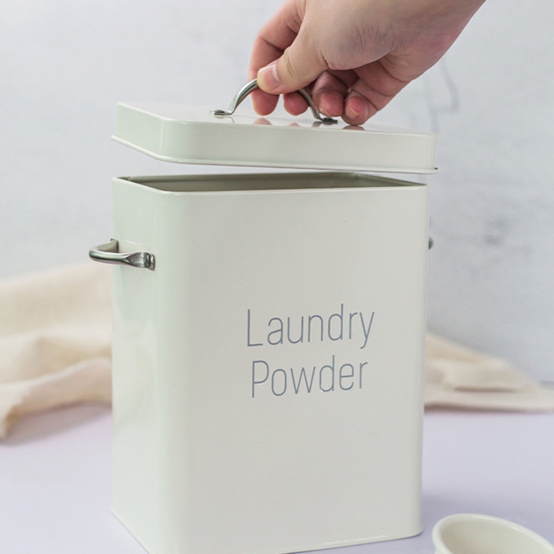 Hộp Thiếc Đựng Bột Giặt Kèm Muỗng Tiện Dụng