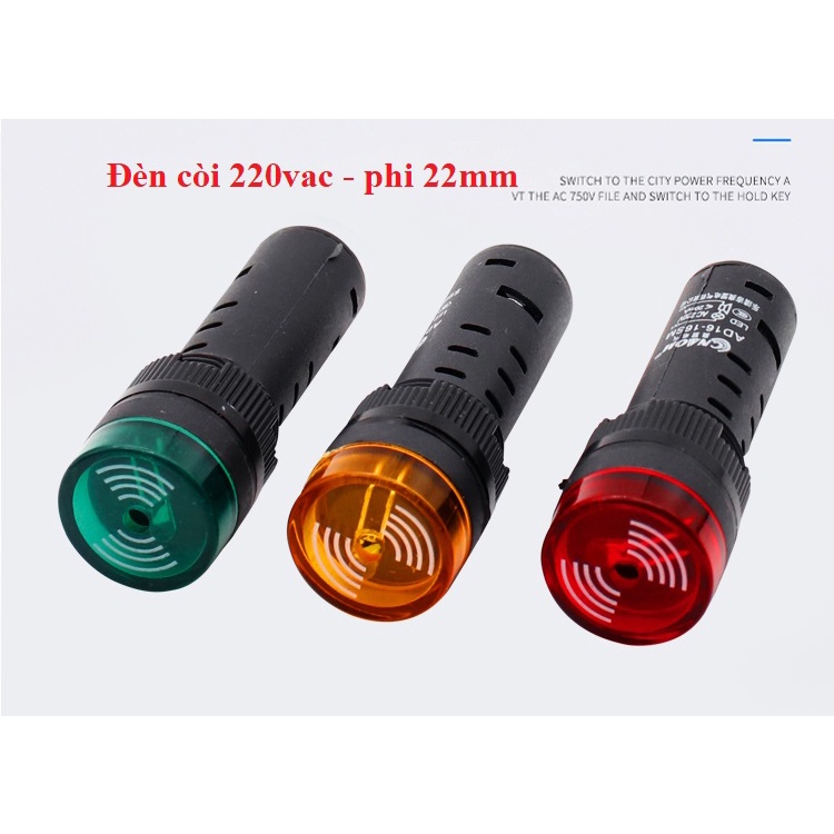 Đèn còi cảnh báo phi 22- Đèn báo phi 22mm có còi hú 220v