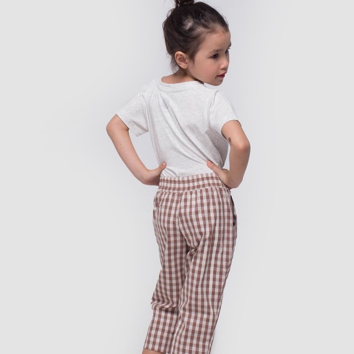 Quần kiểu lưng caro nâu bé gái QDG022 - JADINY