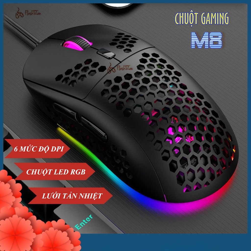 Chuột Máy Tính Chơi Game Free Wolf V1 - Cao Cấp có LED RGB - Tự Động Đổi Màu Cực Đẹp - Siêu Bền