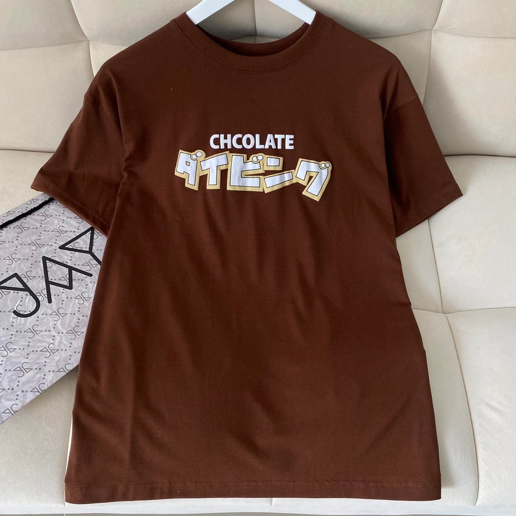 Áo Thun Tay Lỡ Unisex TRÀ SỮA màu NÂU CHOCO 🧋/Nam nữ unisex/ Áo phông cổ tròn form rộng Jejul.store