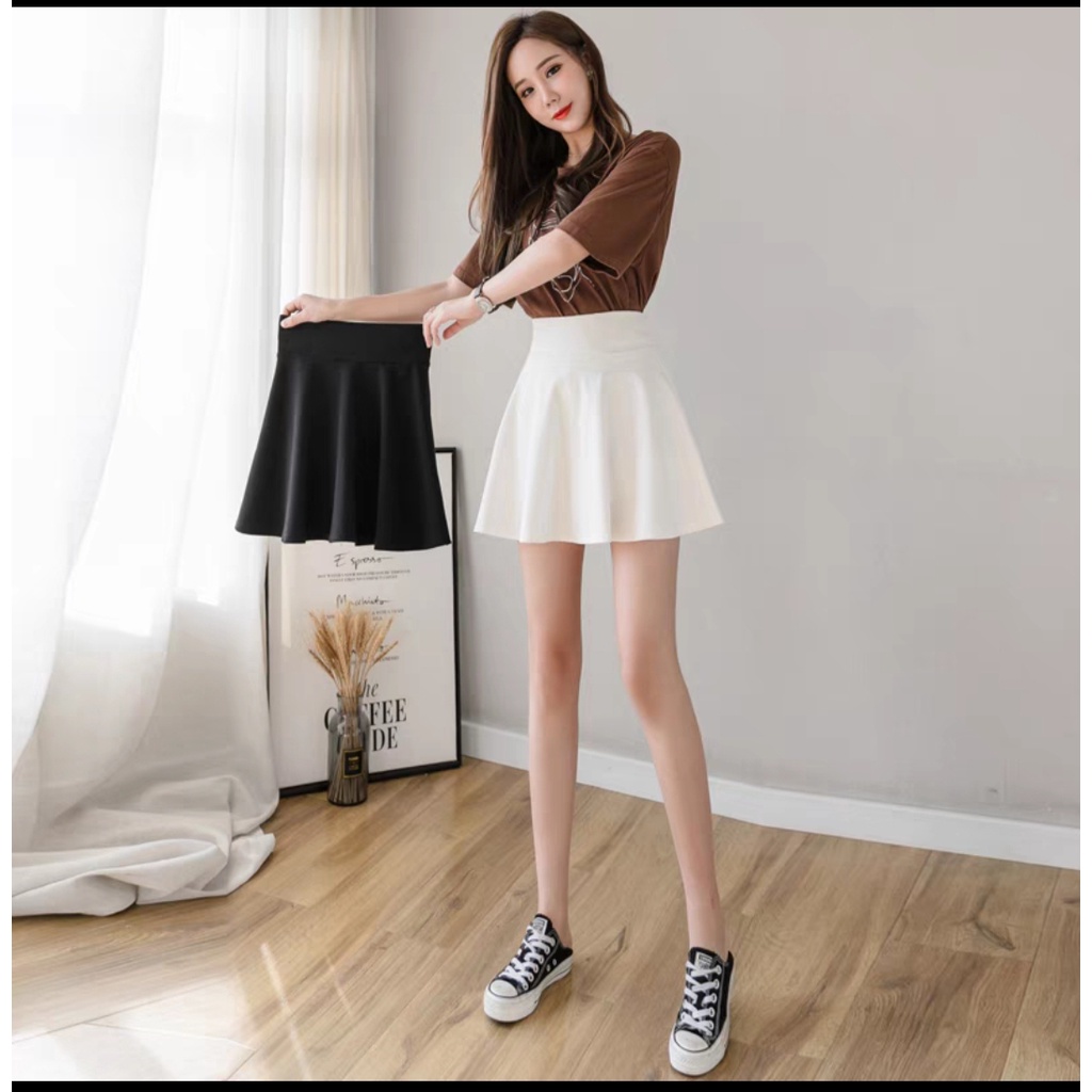 Chân Váy Chữ A Dáng Xòe Cạp Chun Siêu Cao vải Polyester
