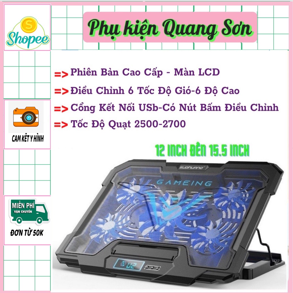 [HÀNG MỚI VỀ]  Đế Tản Nhiệt Laptop Macbook Ipad LCD Tùy Chỉnh Độ Cao 6 Cấp Độ - Chế Độ Quạt Kép Chống Ồn