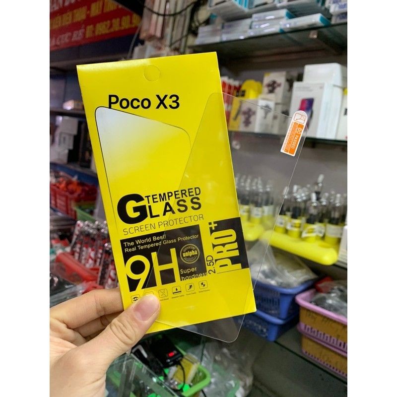 kính cường lực xiaomi poco X3 trong suốt tặng kèm phụ kiện dán
