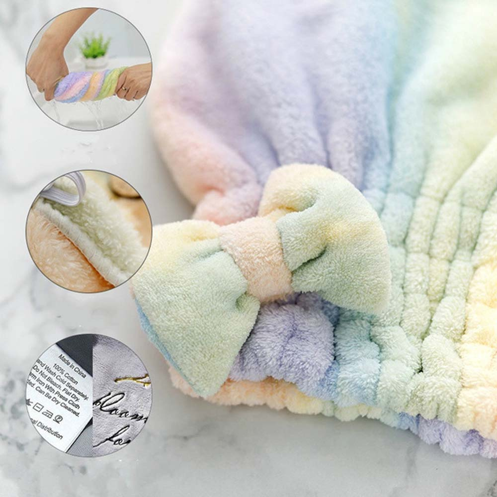 DANILO 1Pc Shower Caps Woman Towel Cap Hair Hat Towel Microfiber Bowknot Bathing Quick-drying Girl Dry Hair Towel/Multicolor