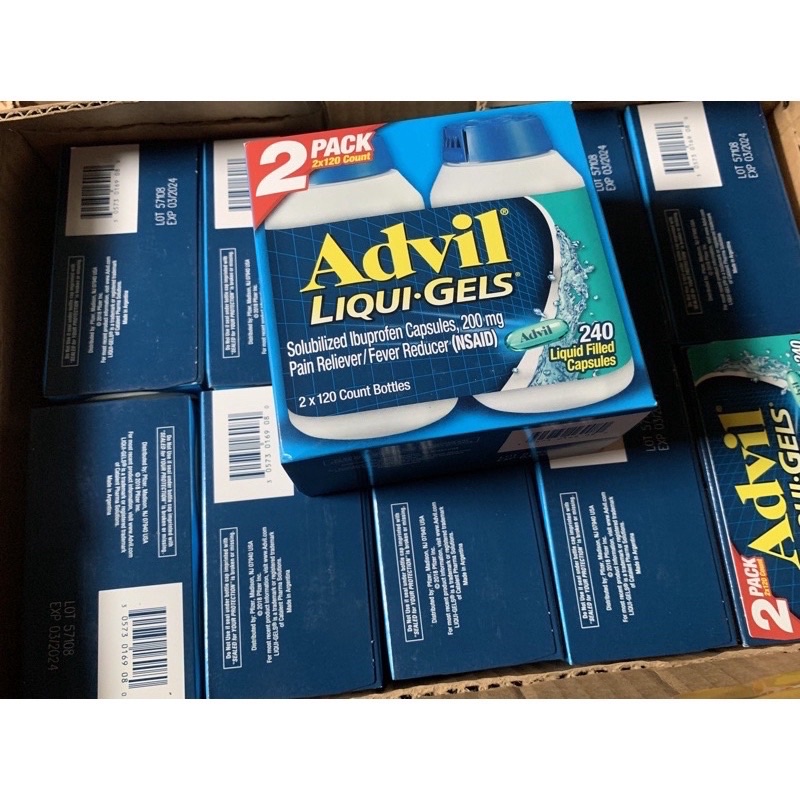 [Hàng Mỹ]date/2025 viên uống Ad-vil-LiQui-Gels 120viên*2 hộp 240viên