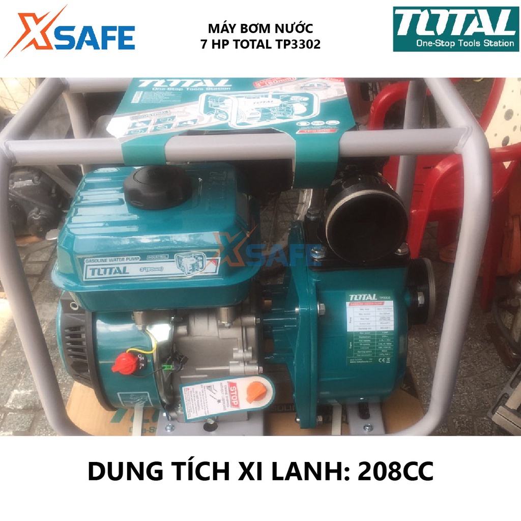 [Mã BMBAU300 giảm 10% đơn 499K] Máy bơm nước chạy xăng TOTAL TP3302 Dung tích xi lanh 208cc, Chiều cao bơm tối đa 32m