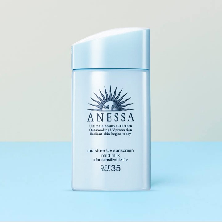 Sữa Chống Nắng Anessa Cho Da Nhạy Cảm & Trẻ Em SPF35 60ml Moisture UV Sunscreen Mild Milk (For Sensitive Skin) SPF35/PA+
