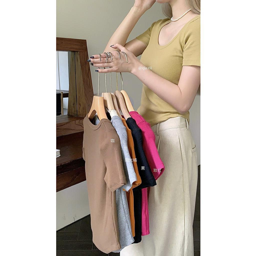 Áo Thun Tay Ngắn Cổ Chữ U Rộng 63605