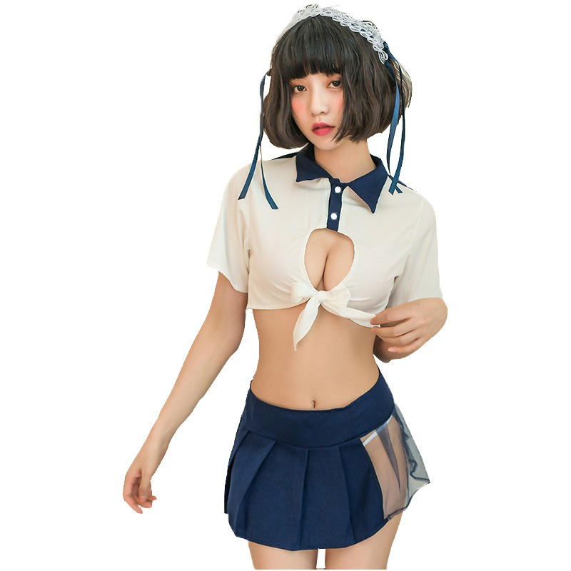 Đồ ngủ sexy cosplay nàng học sinh trung học Nhật Bản kèm quần lọt khe gợi cảm
