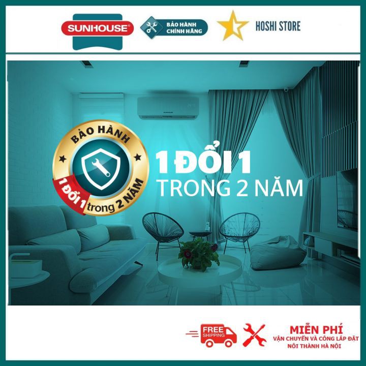 {FREESHIP&amp; FREE CÔNG LẮP] Điều hòa không khí một chiều SUNHOUSE SHR-AW09C310 dàn đồng mạ vàng cao cấp