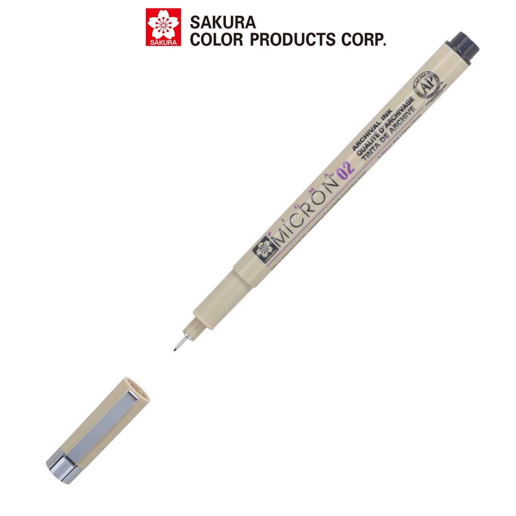 Bút line đi nét 0.3mm chuyên vẽ kỹ thuật Sakura Pigma Micron 02 – Màu Black