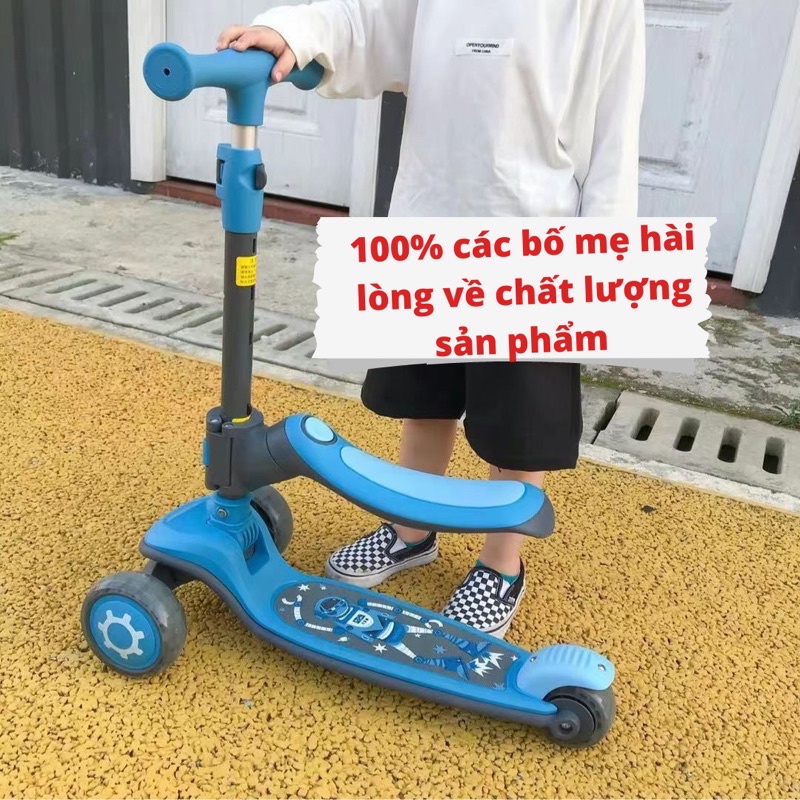 Xe Scooter cho bé Mideer , Xe trượt scooter 3 bánh phát sáng, cao cấp, gấp gọn có ghế ngồi cho bé trai, gái and ride