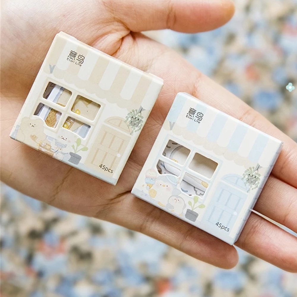 Bộ 45 Miếng Dán Trang Trí Sổ Tay/Nhật Ký Hình Động Vật Dễ Thương DIY