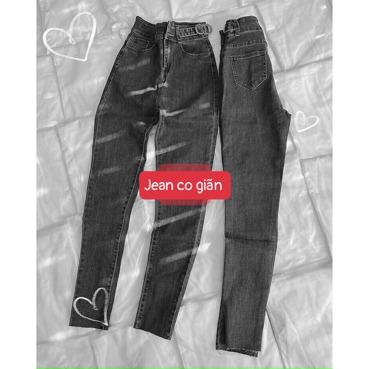 quần jean dài lưng cao chất co dãn 2 nút đính chữ cd sang trọng