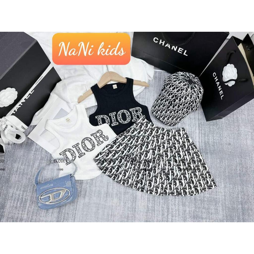 014222 Set váy bé gái, set năng động, set váy+áo thun croptop