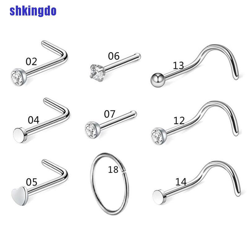 Khuyên Mũi Dạng Chữ L Bằng Thép Không Gỉ 20g