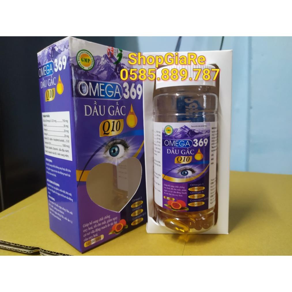 Omega 369 dầu gấc Q10 chứa dầu cá, dầu gấc, bổ sung vitamin làm đẹp da, chống lão hóa, giảm nhức mắt,mỏi mắt, tốt tim mạ