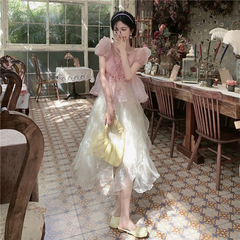 Chân Váy Lưới Xếp Tầng Màu Trắng Kiểu Pháp Thời Trang Mùa Hè Xinh Xắn Cho Nữ