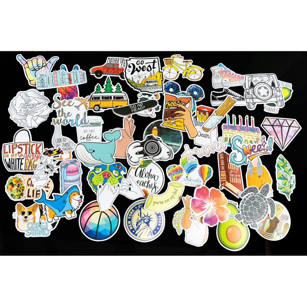 Sticker cute mix M2 2021 chống nước lâu phai trang trí laptop, mũ bảo hiểm, đàn, guitar, ukelele, macbook, điện thoại