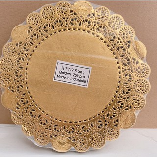 Giấy lót viền hoa tròn màu vàng 7 inch ~18cm - hàng nhập khẩu Indonesia