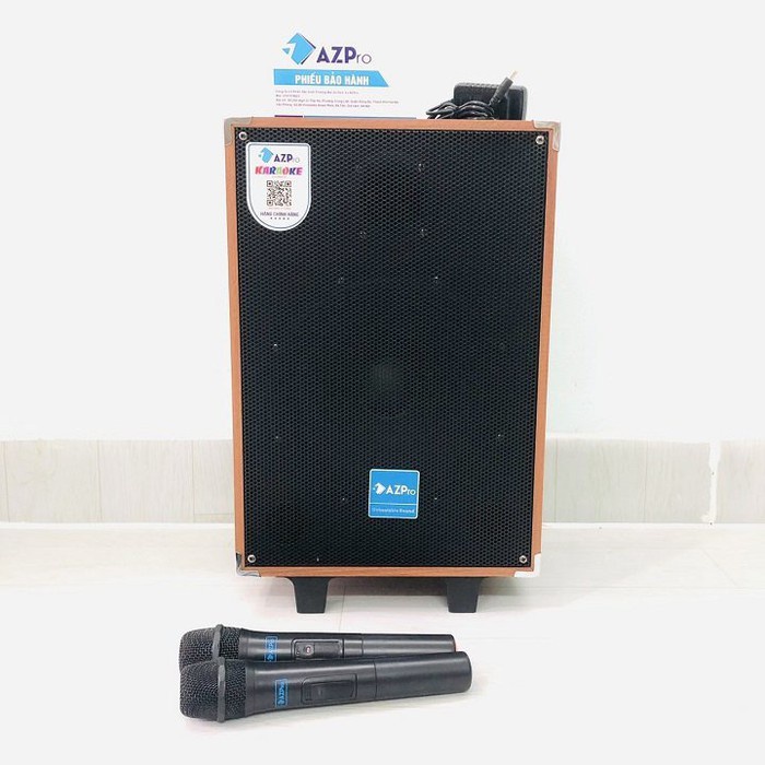 Loa Kéo Bluetooth AZPro AZ-10A Bass 2.5 tấc Kèm 2 Mic Không Dây Chống Rú Công Suất Đỉnh 500w - Hàng Chính Hãng