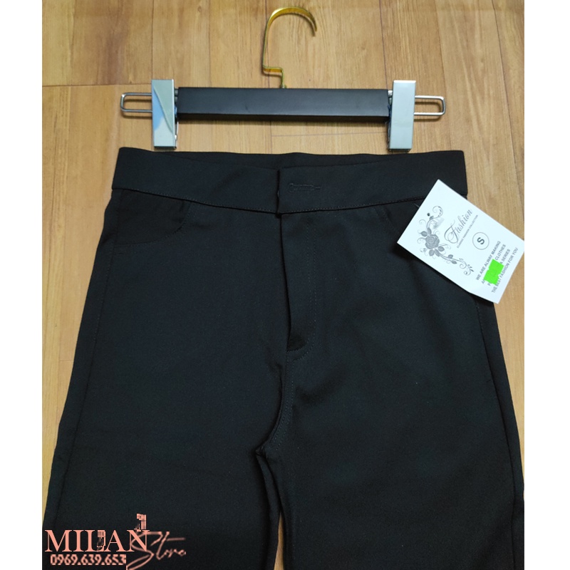 Quần legging đen nữ dài trơn ôm body cạp lưng cao 1 khuy có túi nâng mông gen bụng dáng quần tregging vải umi dày co dãn