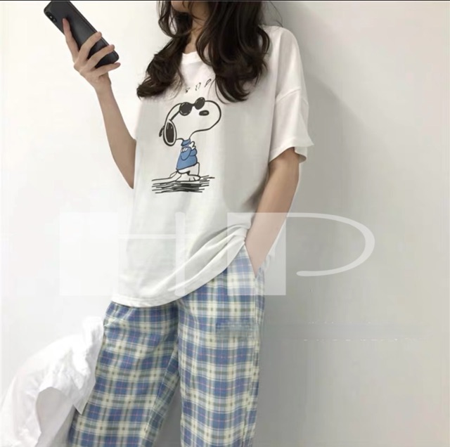 Sét cún đeo kính + quần kẻ xanh THU976