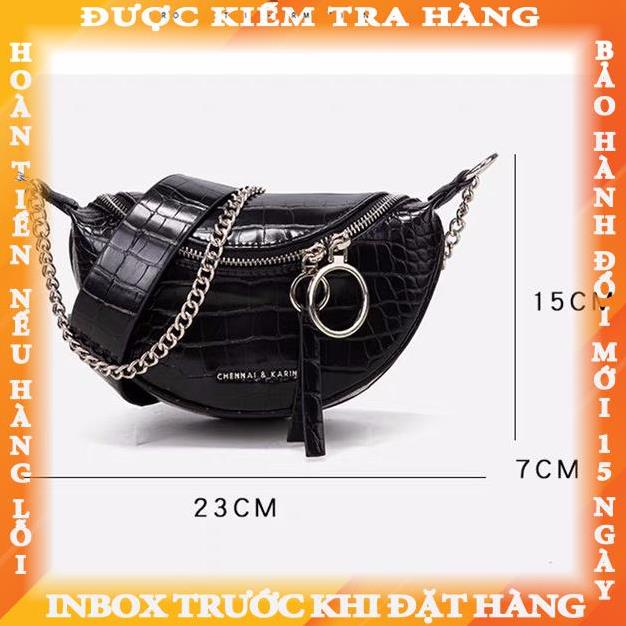 Túi bao tử đeo chéo kẹp nách đeo vai vân rắn đẹp phối xích đi chơi - Túi xinh mint store PK 256 hiennguyen