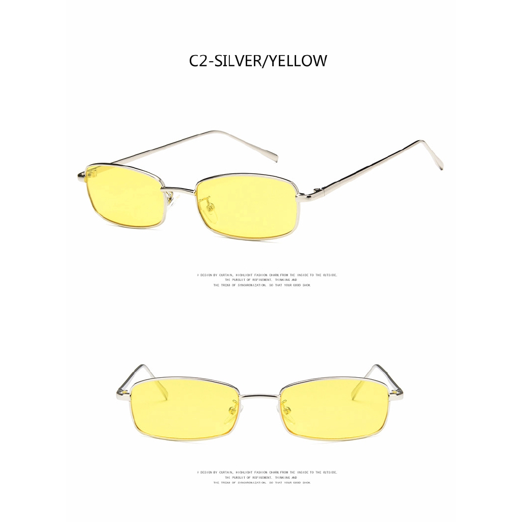 Kính mát thời trang hình chữ nhật kim loại INS cho nam và nữ