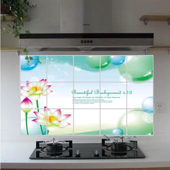 Decal dán bếp tráng nhôm - Hoa sen hồng