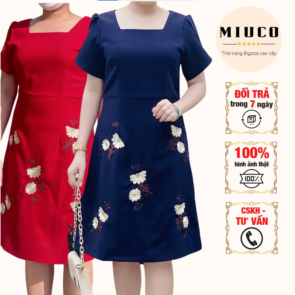 Đầm Trung Niên Cao Cấp [Miu021] BIGSIZE - Thiết kế trẻ trung sang trọng chất liệu dày dặn thoáng mát, thêu hoa xinh