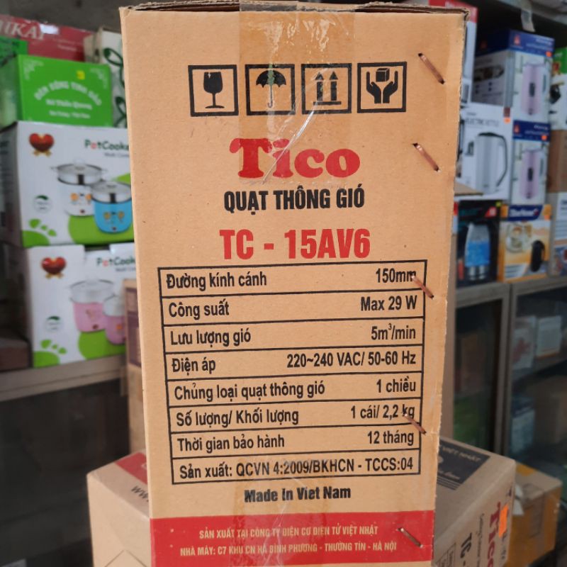 QUẠT THÔNG GIÓ - HÚT MÙI TICO  TC - 15AV6