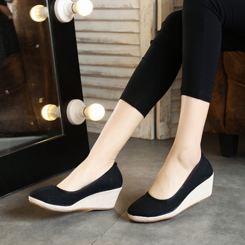 Tikp Giày Búp Bê Vải Lanh Thêu Họa Tiết Xinh Xắn Có 2 Màu Size 34-40 MS0827 Dành Cho Nữ
