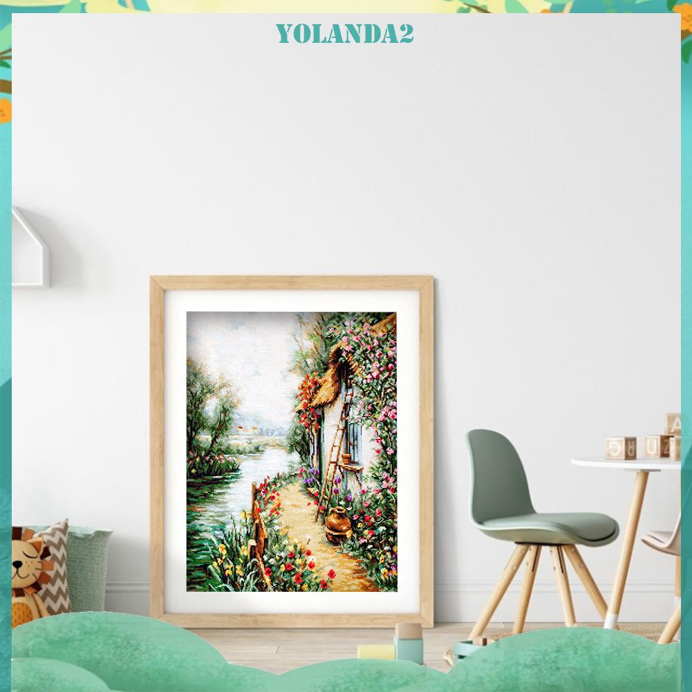 Tranh thêu chữ thập hình ngôi nhà 3 sợi cotton 11CT