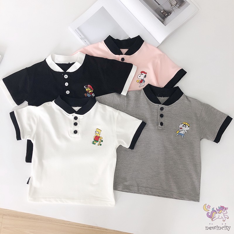 Set Áo Thun Ngắn Tay In HỌa Tiết Hoạt Hình Kèm Quần Ngắn Cho Bé Trai