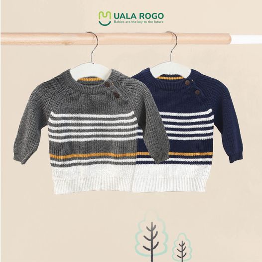 UR7031 Áo len dày dài tay kẻ nhỏ Uala Rogo (6M-4T)