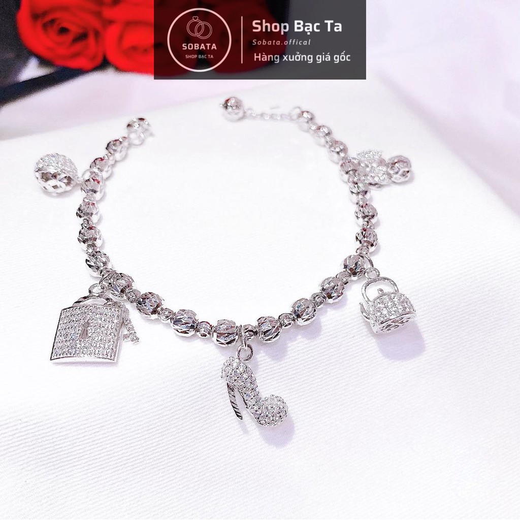 Vòng tay | Lắc tay nữ bạc Ý, xi vàng trắng tăng độ cứng và sáng của sản phẩm - SLTN05 - Shopbacta