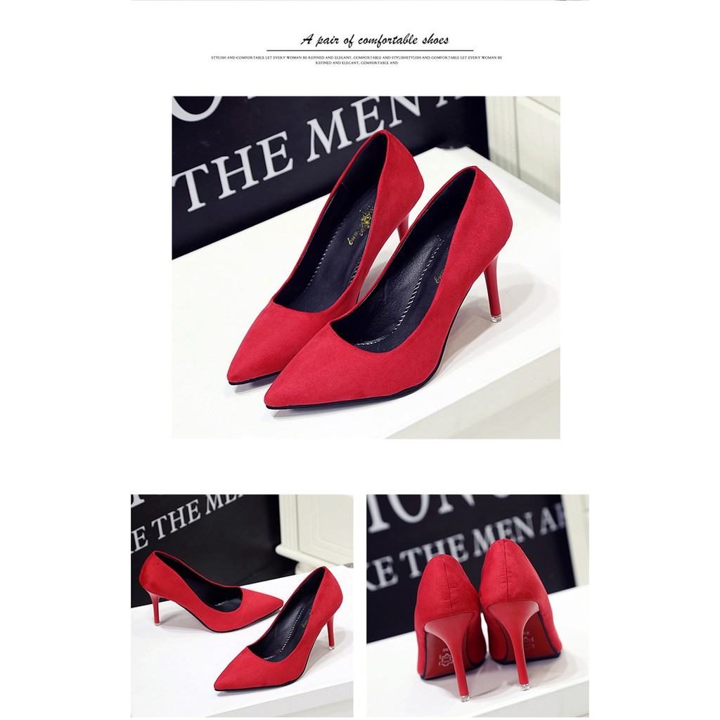 Giày cao gót nữ 7cm chất siêu đẹp đi êm chân và chắc chắn (Đen và Đỏ)