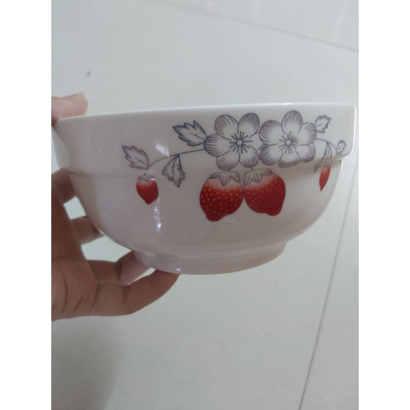 Tô sứ bát tràng hình hoa dâu tây, hoa hồng tô sứ ngấn 15cm