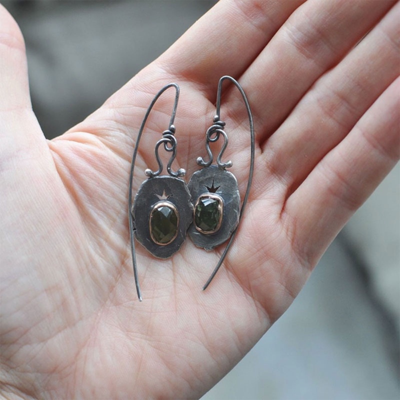 Bông Tai Dáng Dài Đính Đá Pha Lê Phong Cách Boho Nhẹ Nhàng