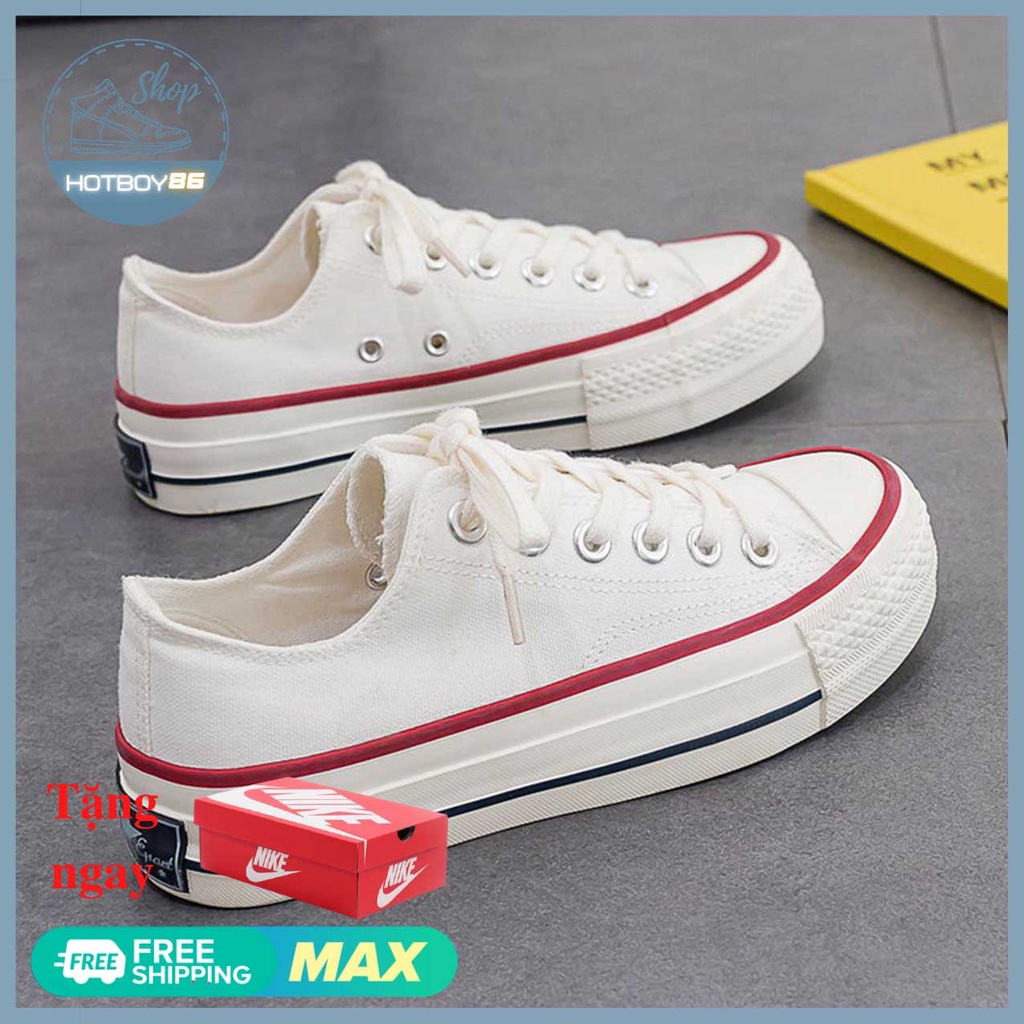 Giày thể thao nam nữ cv classic trắng thấp cổ, giày abata hoc sinh, hotboy 86