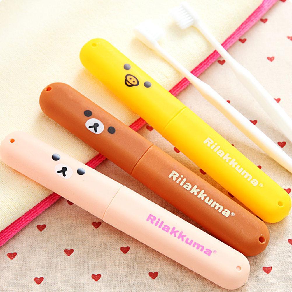 Hộp đựng bàn chải đánh răng hình trụ hoạt hình có nắp đậy tiện dụng