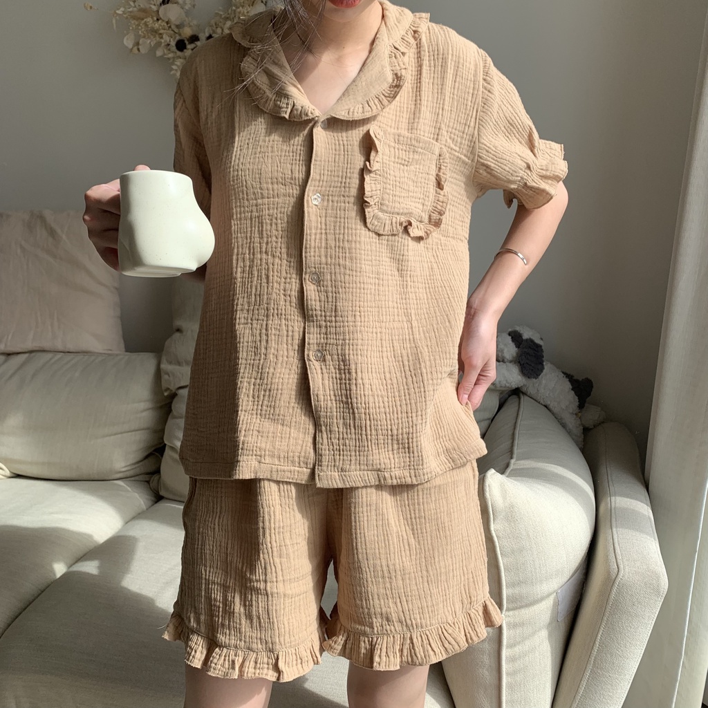 Bộ ngủ nữ muslin LOLLIE STUDIO TKA336 cộc tay