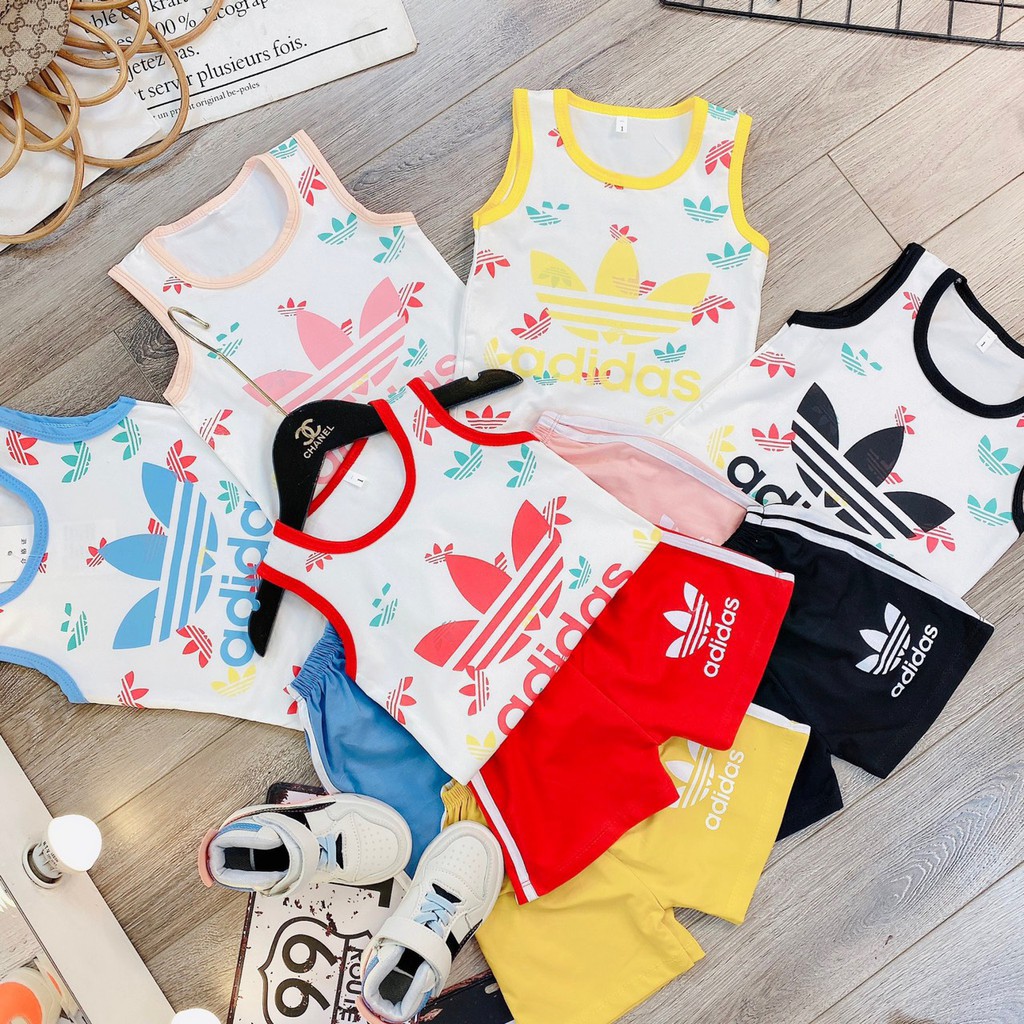 Bộ Adidas cho bé chất  cotton tàu mềm mịn thấm hút mồ hôi đủ size màu từ  8-22kg