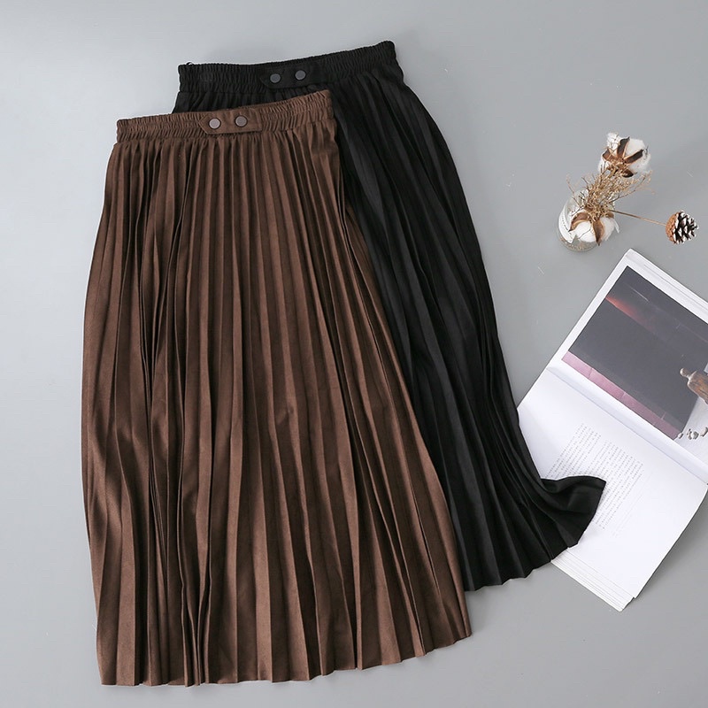 Chân váy công sở xếp ly dài cúc bấm lên dáng cực xinh LICA - CV02 | BigBuy360 - bigbuy360.vn