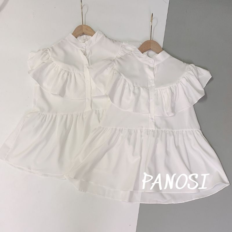 Áo sơ mi nữ ngắn tay áo kiểu nữ cộc tay thiết kế cổ trụ tay bồng tiểu thư PANOSI - Mã A108