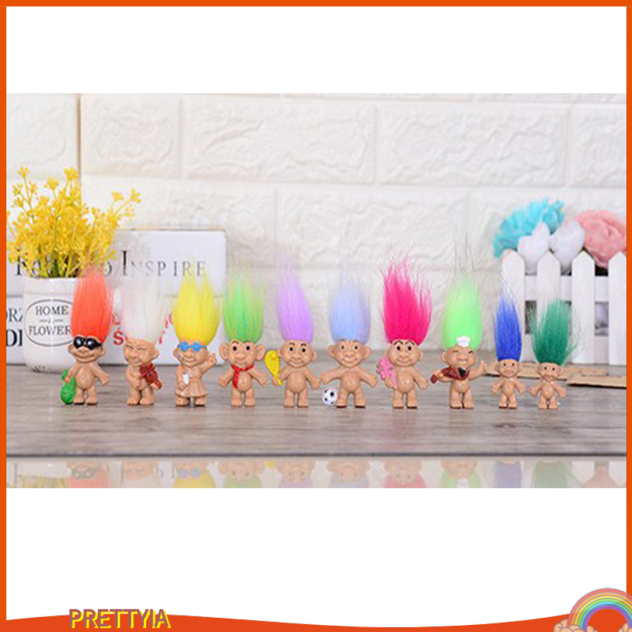 Set 8 Mô Hình Búp Bê Troll May Mắn Phong Cách Cổ Điển Trang Trí Bánh Kem