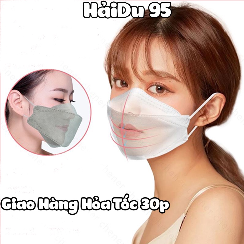 Bộ  Khẩu Trang Cá Kháng Khuẩn 4D KF94 Ôm Sát Mặt Lọc Bụi Bẩn